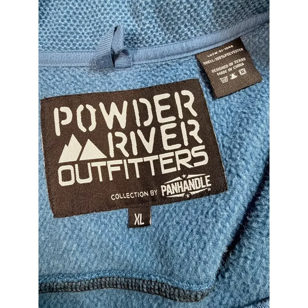 Powder River Outfitters Blue Grid Fleece 1/4 Zip Pullover Men's Size XL Western